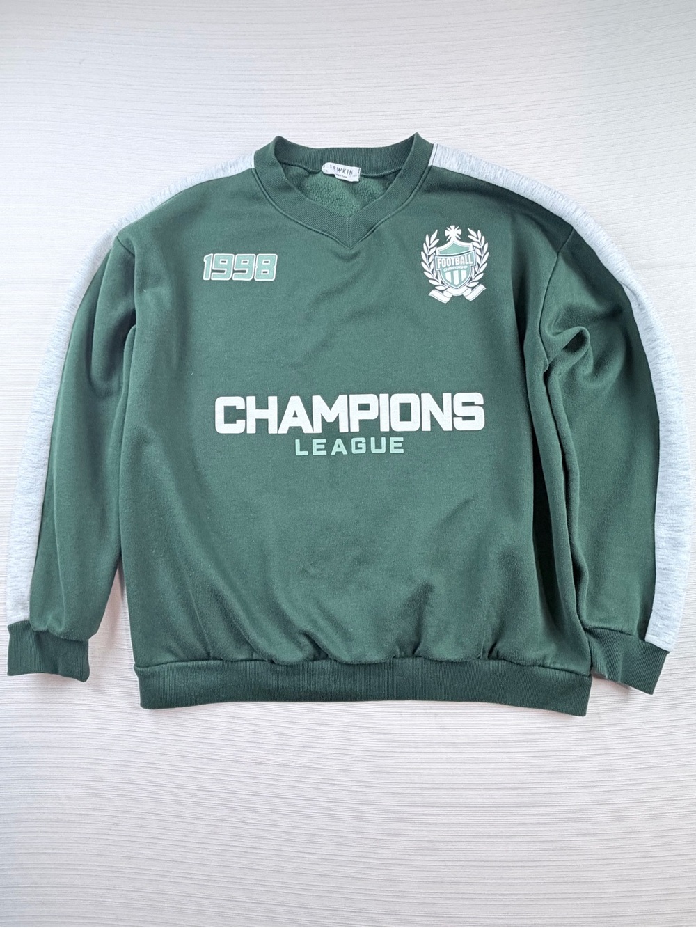 1998 VTG Lewkin Green Champions League Sweatshirt Size S Made in Korea